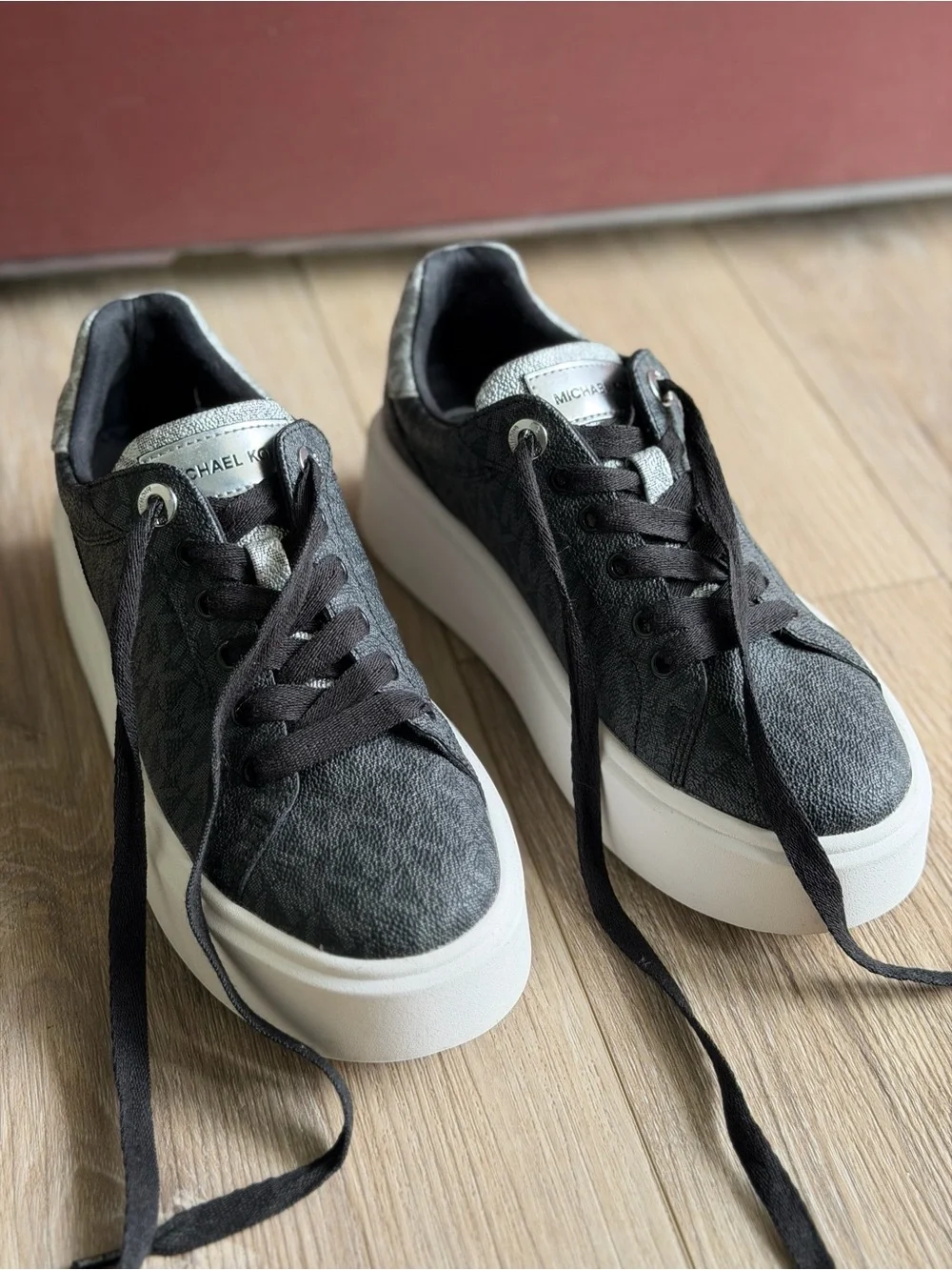 Michael Kors Gray Platform Logo-Print Sneakers
